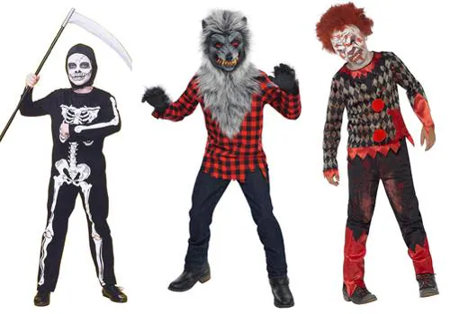 Esqueleto, hombre lobo y payaso diabólico, disfraces de Halloween infantiles más buscados.