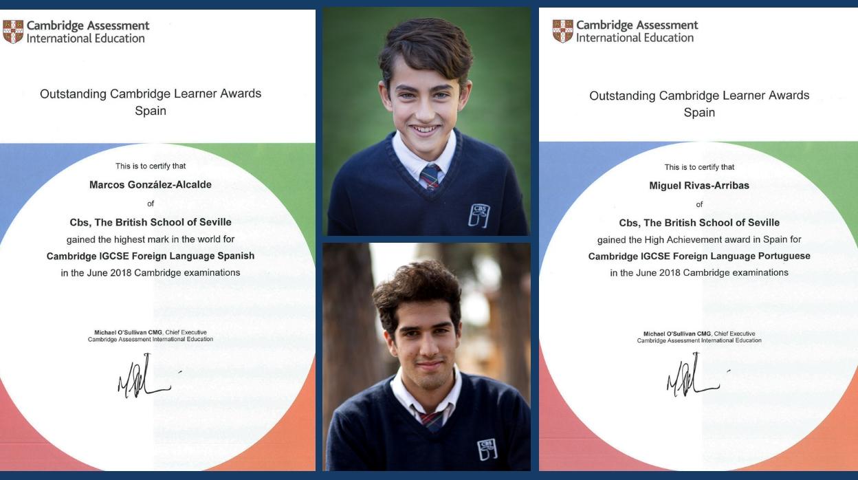 Estudiantes del CBS vuelven a obtener premios de Cambridge Outstanding Award