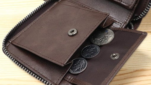 Cartera de piel con compartimentos