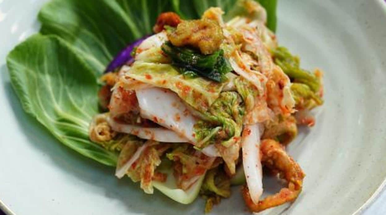 Kimchi depurativo de verduras elaborado por la monja budista Jeong Kwan en su visita a Madrid