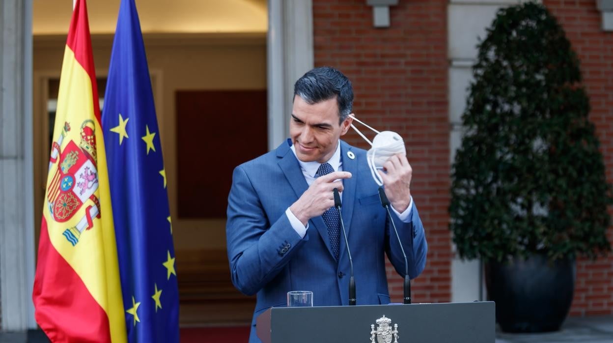 El presidente Pedro Sánchez, tras una rueda de prensa