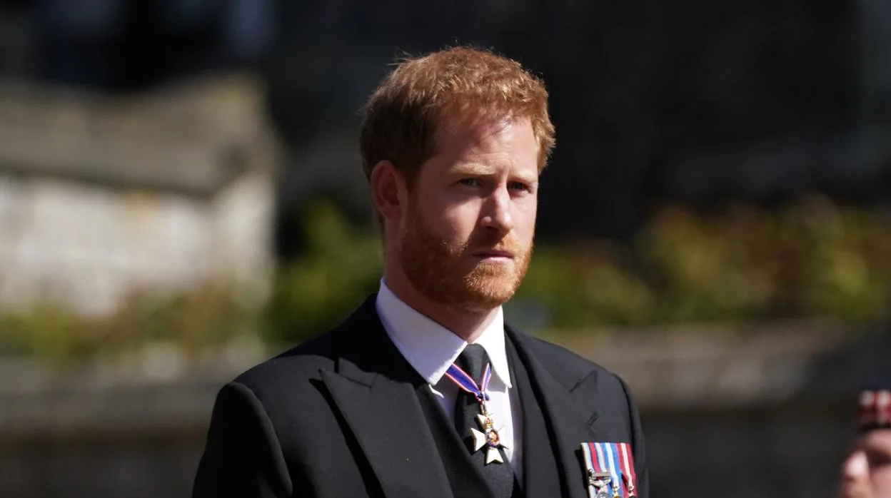 El príncipe Harry en el funeral del duque de Edimburgo