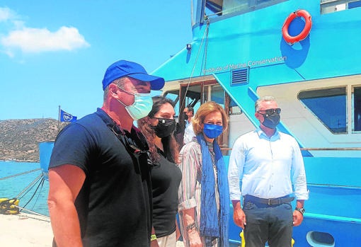 Doña Sofía, durante su visita