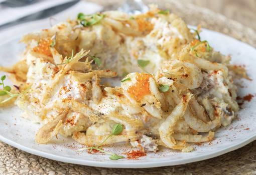 La ensaladilla con gambas cristal