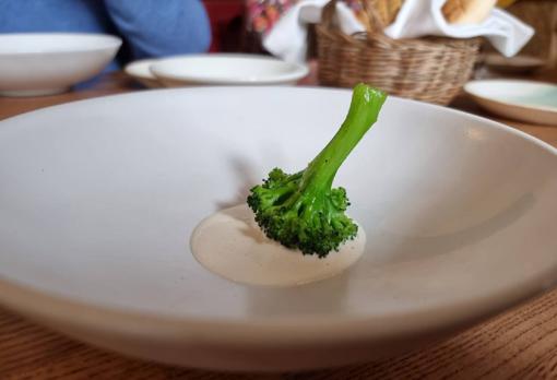 Brócoli asado, almendra y anchoa