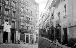 Vista de las casas de los ruidos en las calles de Embajadores y Mesón Paredes