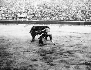 Gallito en un adorno en la faena de uno de sus Toros