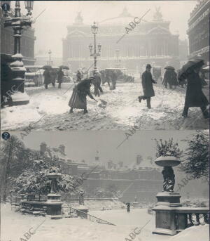 En la imagen, la Plaza de la Ópera (1) y los jardines de Luxemburgo (2) durante...