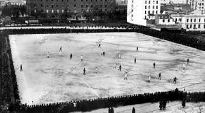Un aspecto del campo del Racing de Madrid durante el partido de Cuartos de final...