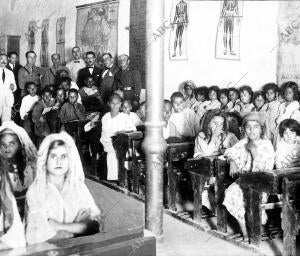 Aspecto, durante las Horas de Clase, de la escuela indígena Instalada por los...