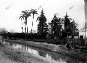 Paisaje de Murcia donde se Aprecia la forma de riego mediante Cauces