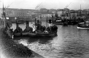 Parejas de barcos dispuestas para la pesca en el muelle de Oriente del puerto