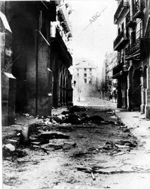 Una calle de Lérida, cuando Entraron las Tropas Nacionales