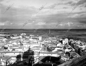 Vista parcial desde la iglesia del pueblo Yepes (Toledo)