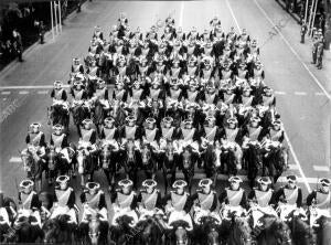 La guardia Civil, A Caballo, en el desfile de la victoria de 1966