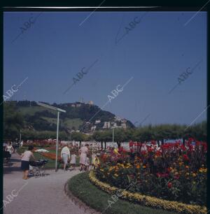 San Sebastian, 1970 (CA.). Jardines de Ondarreta. Al fondo, el Monte Igueldo