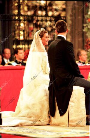 Boda de la Infanta doña Cristina e Iñaki Urdangarín: ella Imagen, ambos durante...