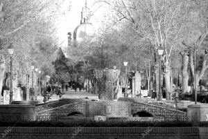 Vista de la Fuente de las Ranas en los jardines del Prado