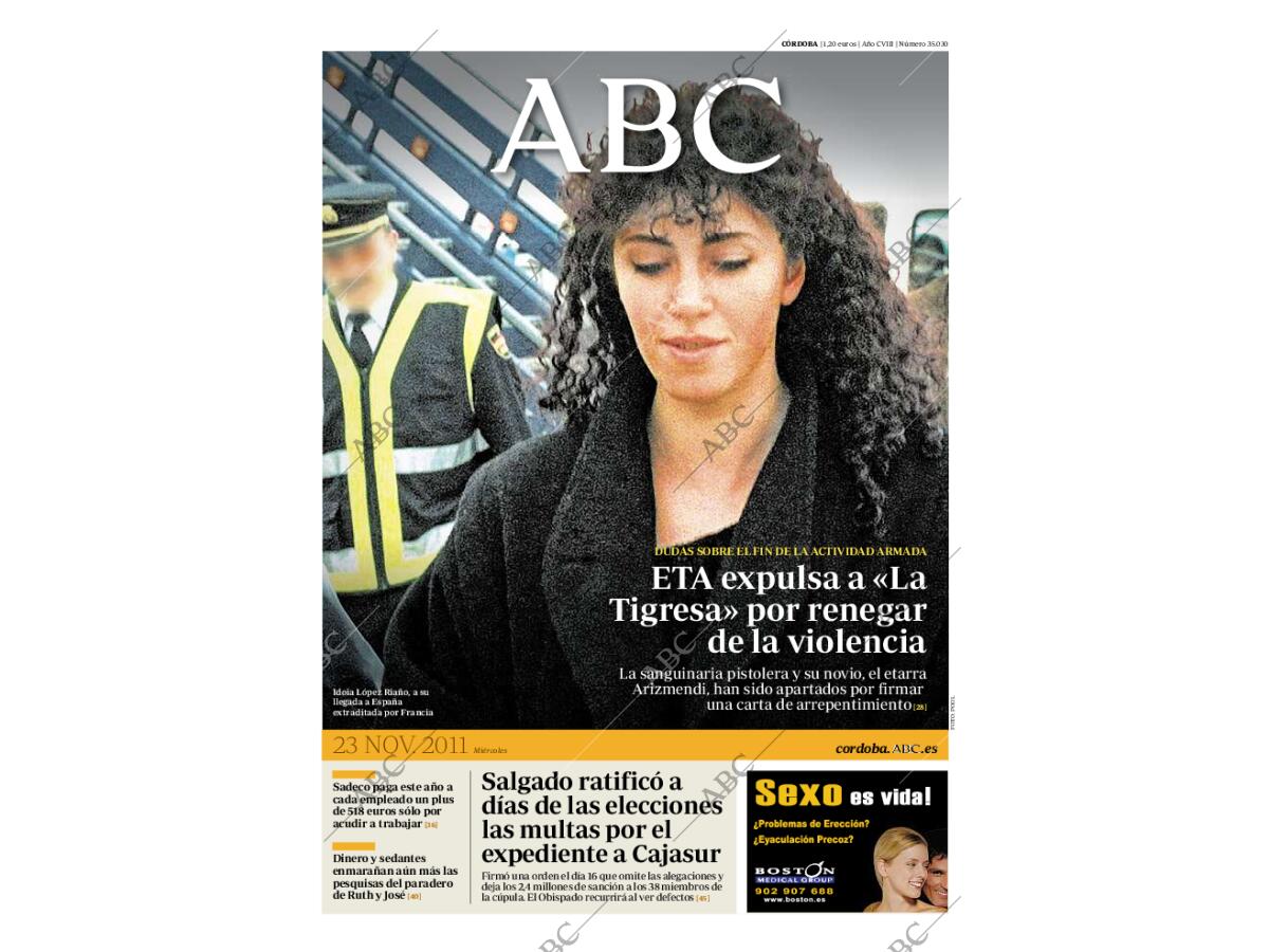 Periódico ABC CORDOBA 23-11-2011,portada - Archivo ABC