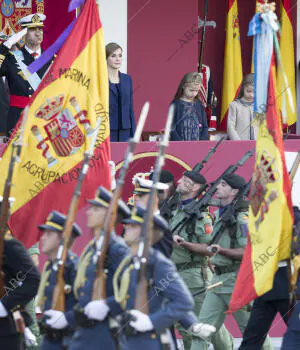 SAR Don Felipe VI y Doña Letizia acompañados de la Princesa Leonor y la Infanta...