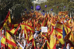 Manifestación españolista convocada por Sociedad Civil Catalana bajo el lema...