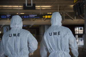 sinfección por la UME del aeropuerto de Málaga a consecuencia del coronavirus,...