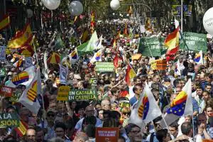 Manifestación en defensa del español en las aulas de Cataluña organizada por...