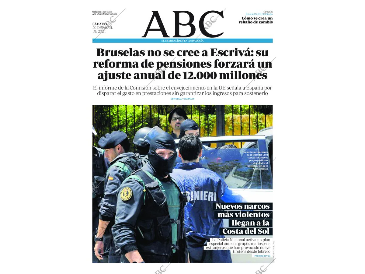 Periódico ABC CORDOBA 20-04-2024,portada - Archivo ABC