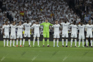Partido de Liga disputado en el estadio Santiago Bernabéu entre el Real Madrid y...