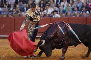 En la imagen, José María Manzanares, de azul noche y oro