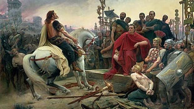 Julio César acepta la rendición de Vercingétorix