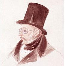 Retrato de William Hay Macnaghten, con sus características gafas azules