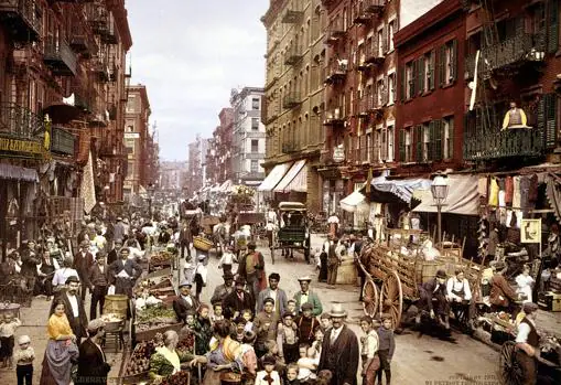 Fotografía de una calle de Nueva York a principios de siglo XX