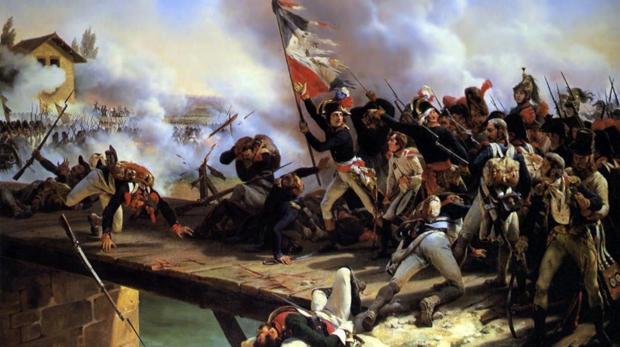 Napoleón Bonaparte liderando la batalla de Arcole