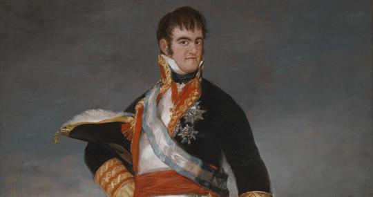 Fernando VII pintado por Goya en un campamento militar