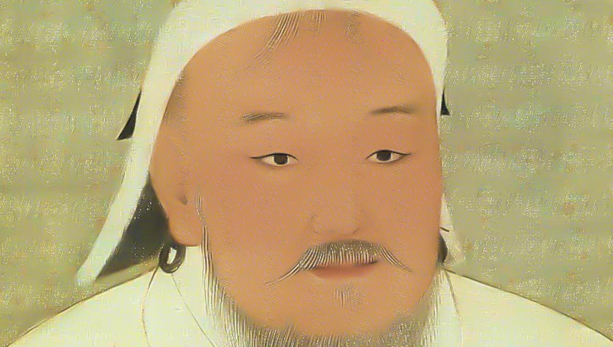 Retrato de Genghis Khan con estética oriental
