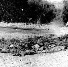 Pila de cadáveres en Cefalonia, en 1934