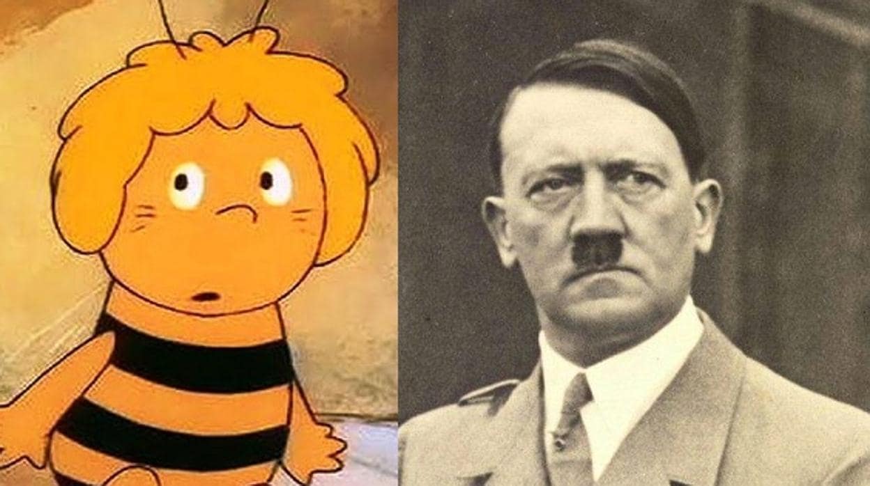 Fotomontaje de la abeja Maya y Adolf Hitler