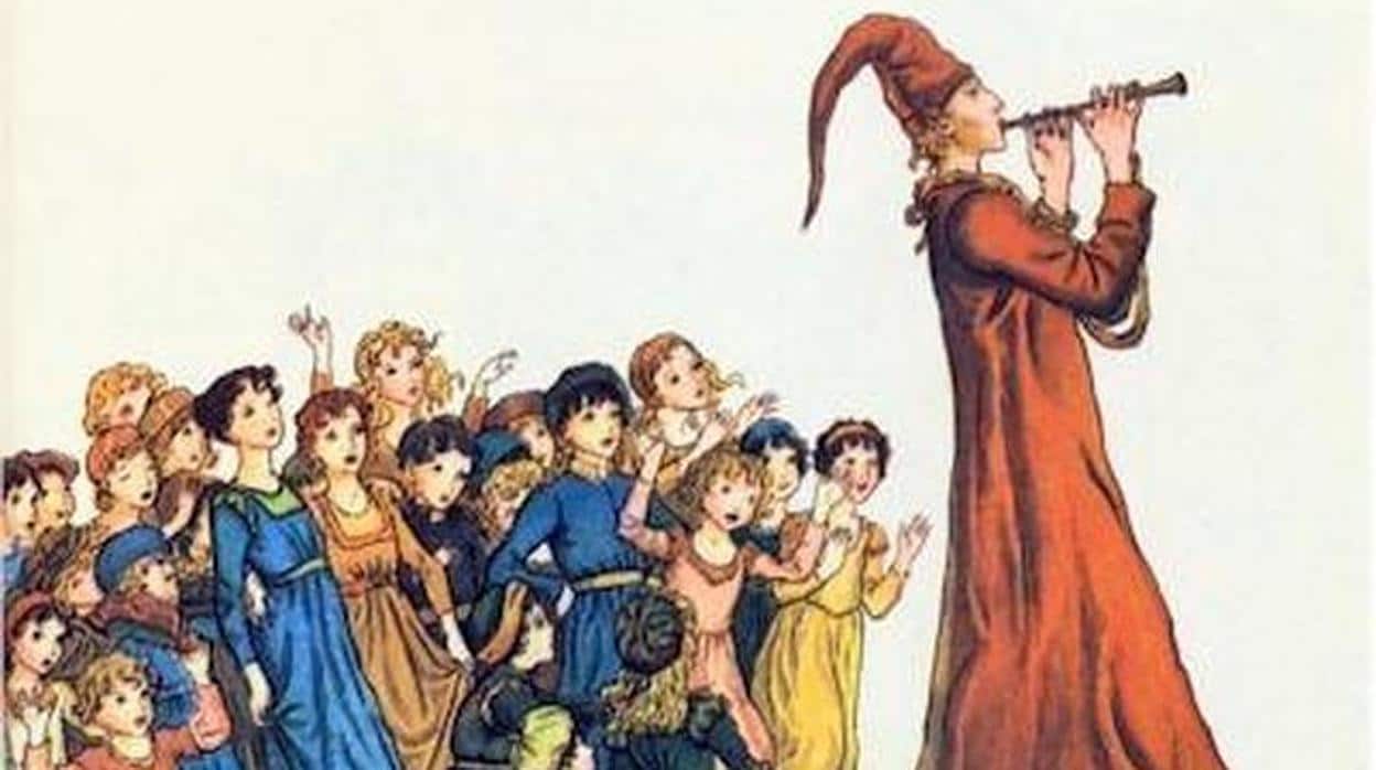 Ilustración del cuento «El flautista de Hamelín», una fábula probablemente inspirada en la Cruzada de los Niños