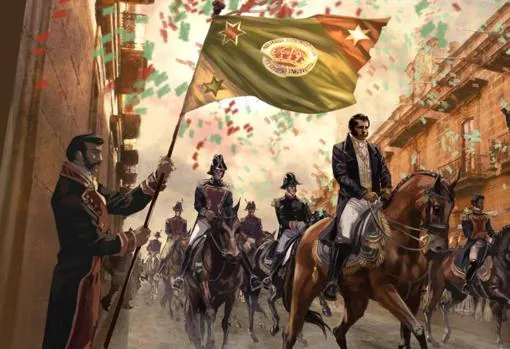 Recreación de la llegada de las tropas de Iturbide a México