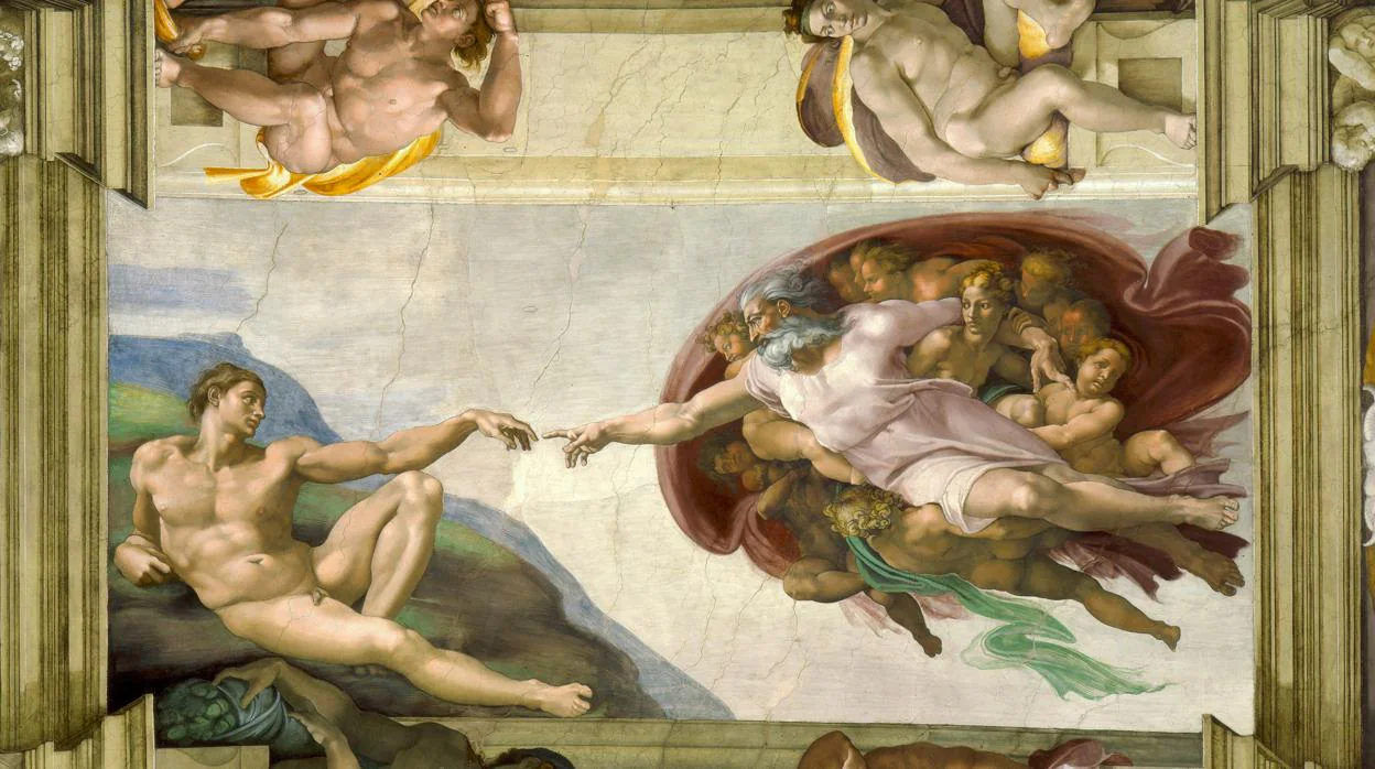 La creación de Adán, la más famosa de las imágenes de la bóveda.