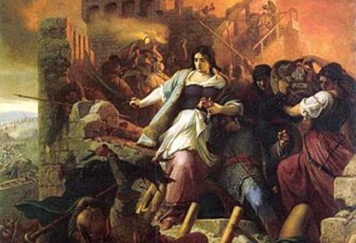 Las mujeres defienden la ciudad de Eger contra los turcos, en una pintura de historia de Bertalan Székely