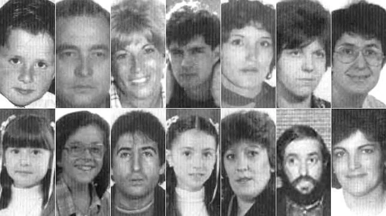 Retratos de algunas de las 21 víctimas del atentado de ETA en el Hipercor de Barcelona
