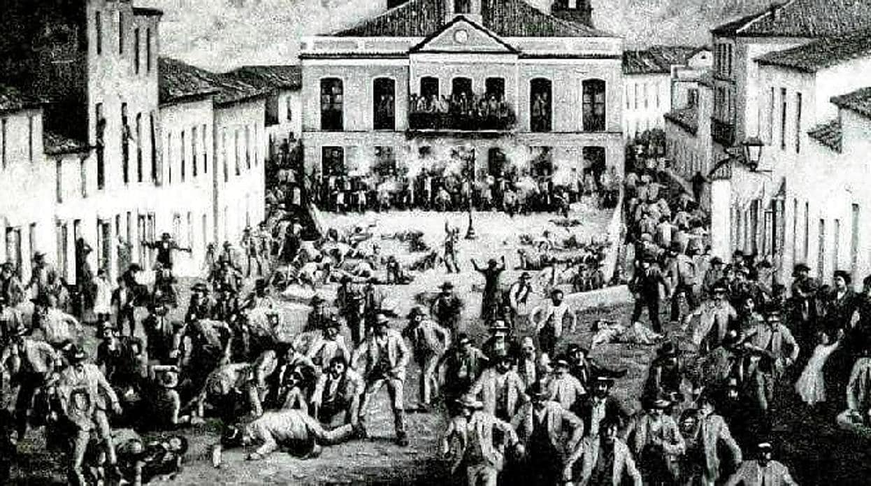 Grabado de las protestas de Riotinto, el 4 de febrero de1888
