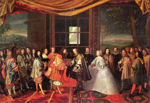 La entrevista de Luis XIV y Felipe IV en la isla de los Faisanes.