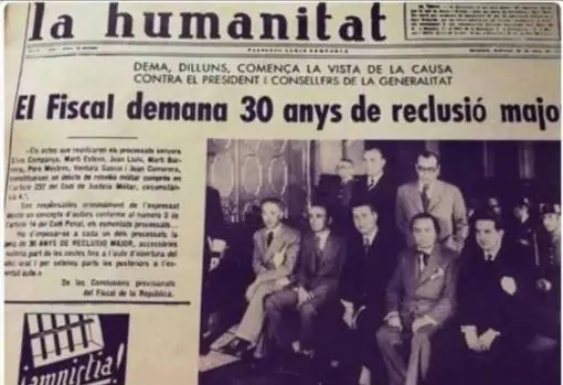 Noticia de «La Humanitat», durante el juicio a Companys