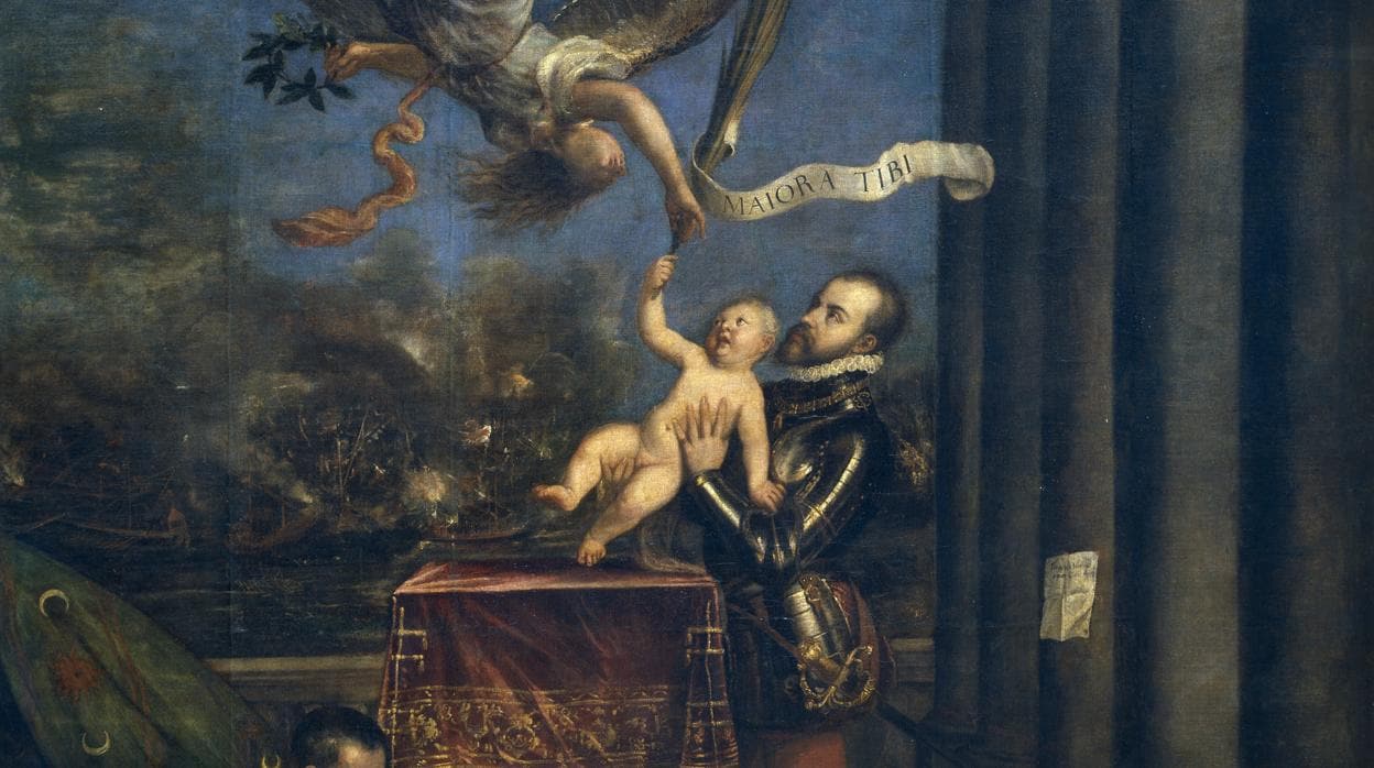 Felipe II ofreciendo al cielo al infante don Fernando, por Tiziano.