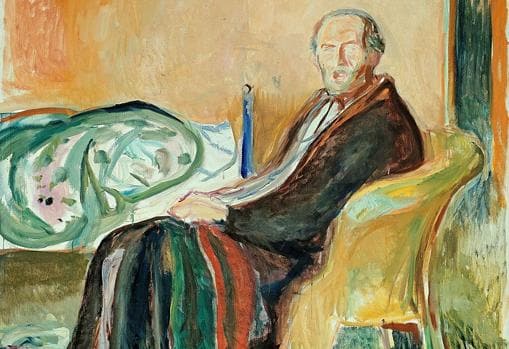 Autorretrato de Edvard Munch quien padeció la gripe de 1918.