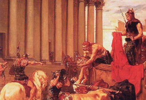 Representación de los visigodos saqueando Roma.