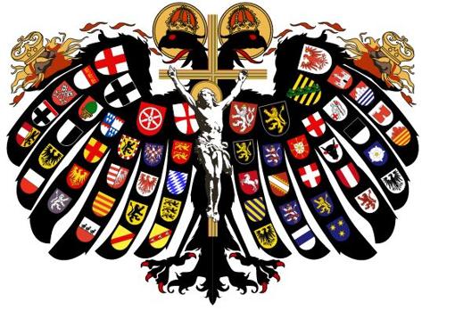 Quaterionenadler, literalmente Águila de los cuarteles. Original grabado en madera por Hans Burgkmair, siglo XVI.